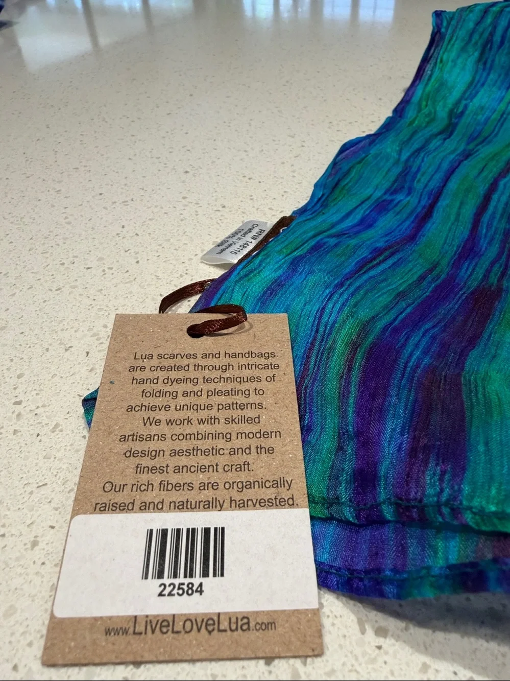 NWT -  LUA - Teal Green and Purple Striped Silk Women’s Scarf